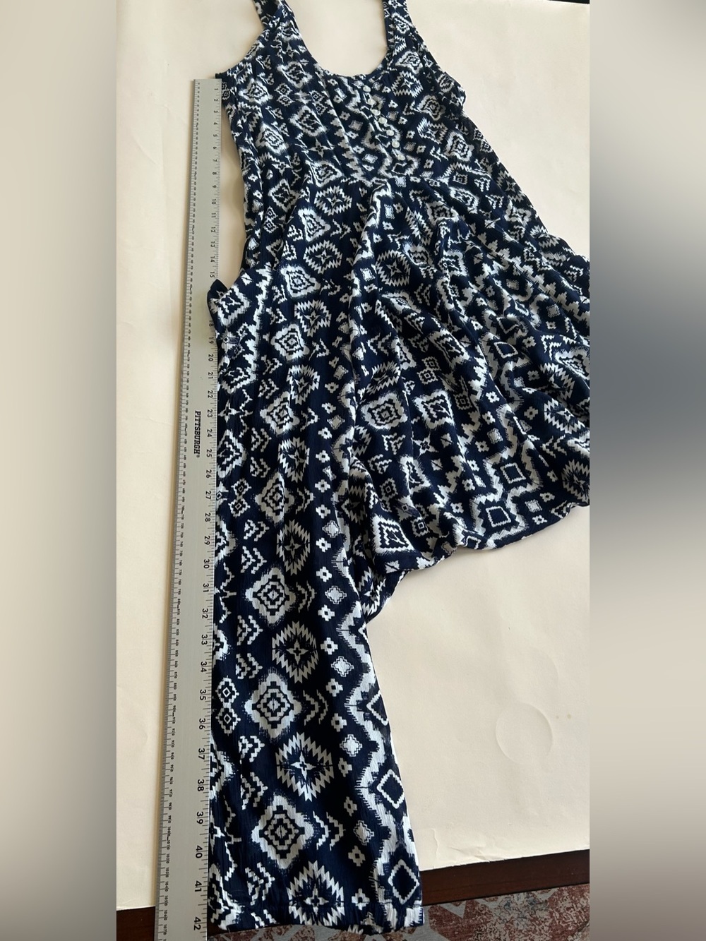 Sleeveless Navy & White Printed Harem Jumpsuit size s/M - Picture 4 of 8